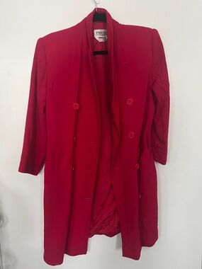 Ports Red Double-Breasted Long Blazer Coat